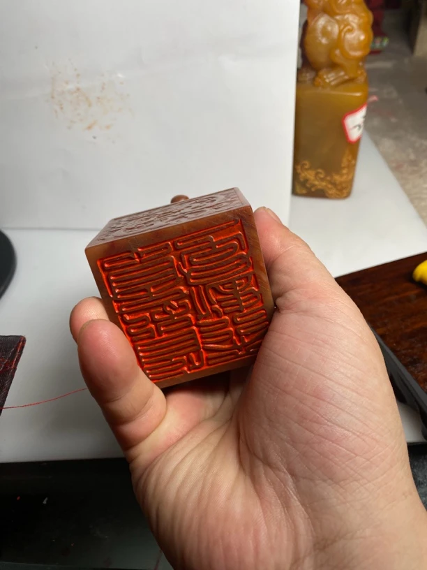 128寿山石红石摆