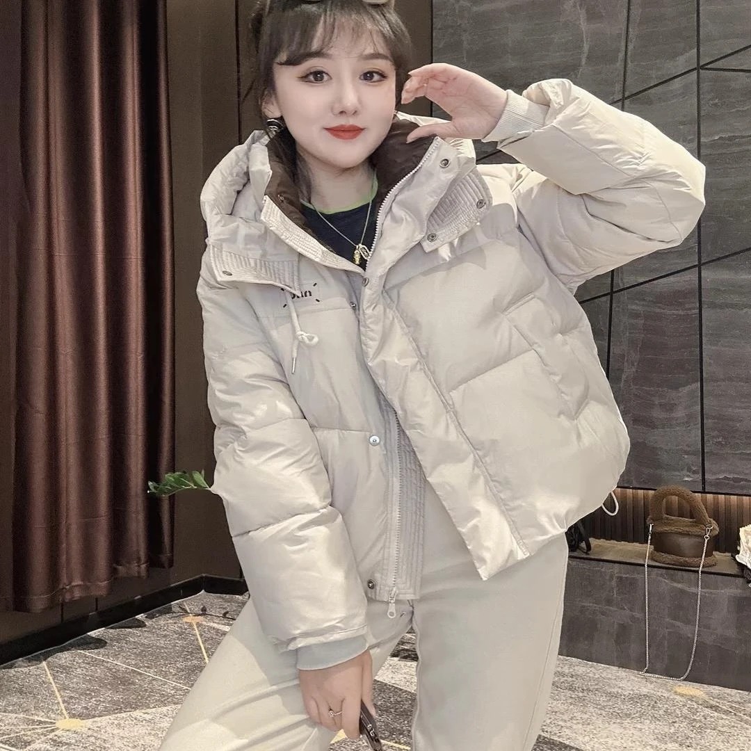 大东北厚款2024冬季新款短款宽松连帽面包服加厚保暖减龄棉服女