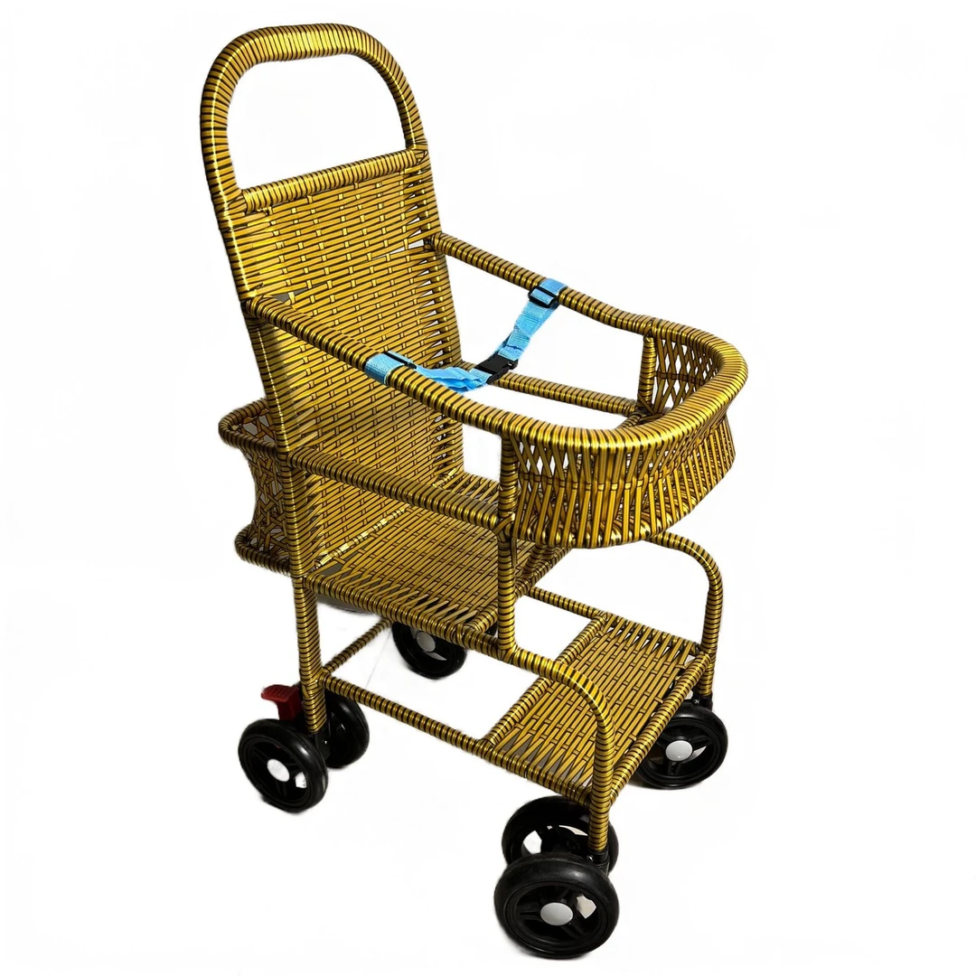 外出轻便竹藤婴儿推车可折叠藤编宝宝儿童藤椅夏季