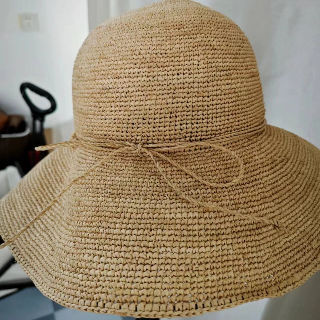 八厘米款时尚拉菲草沙滩防晒旅行帽
