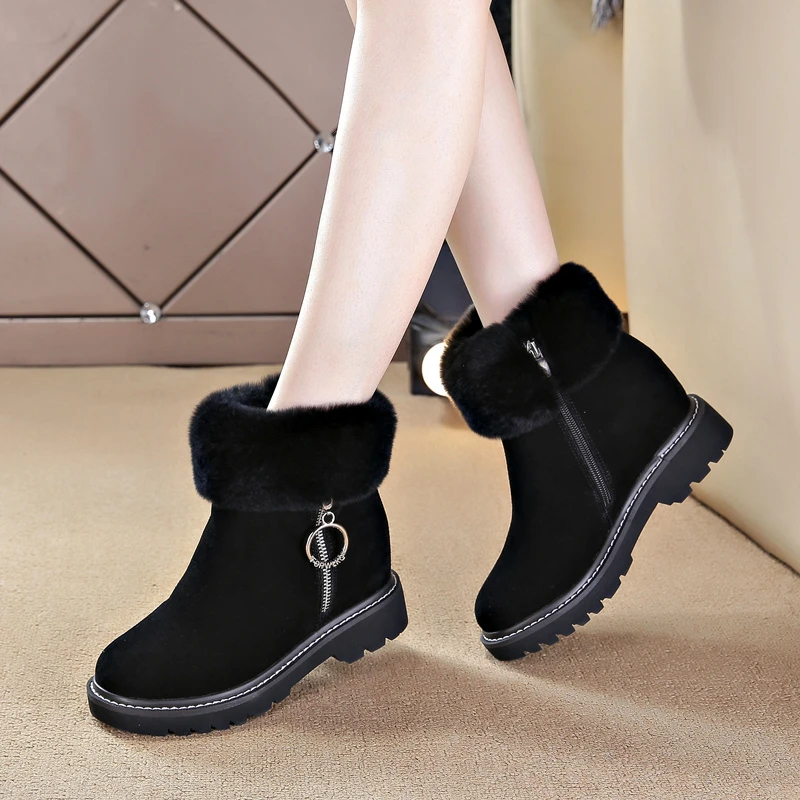 内增高雪地靴女加厚保暖棉靴加绒冬季短靴女鞋防水短筒时尚女士鞋