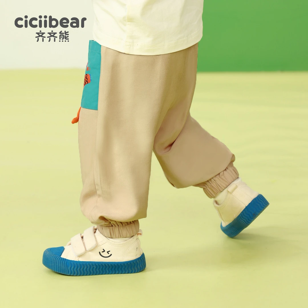 CICIIBEAR/齐齐熊齐齐熊男女童防蚊裤薄款撞色九分裤夏装 Q100491