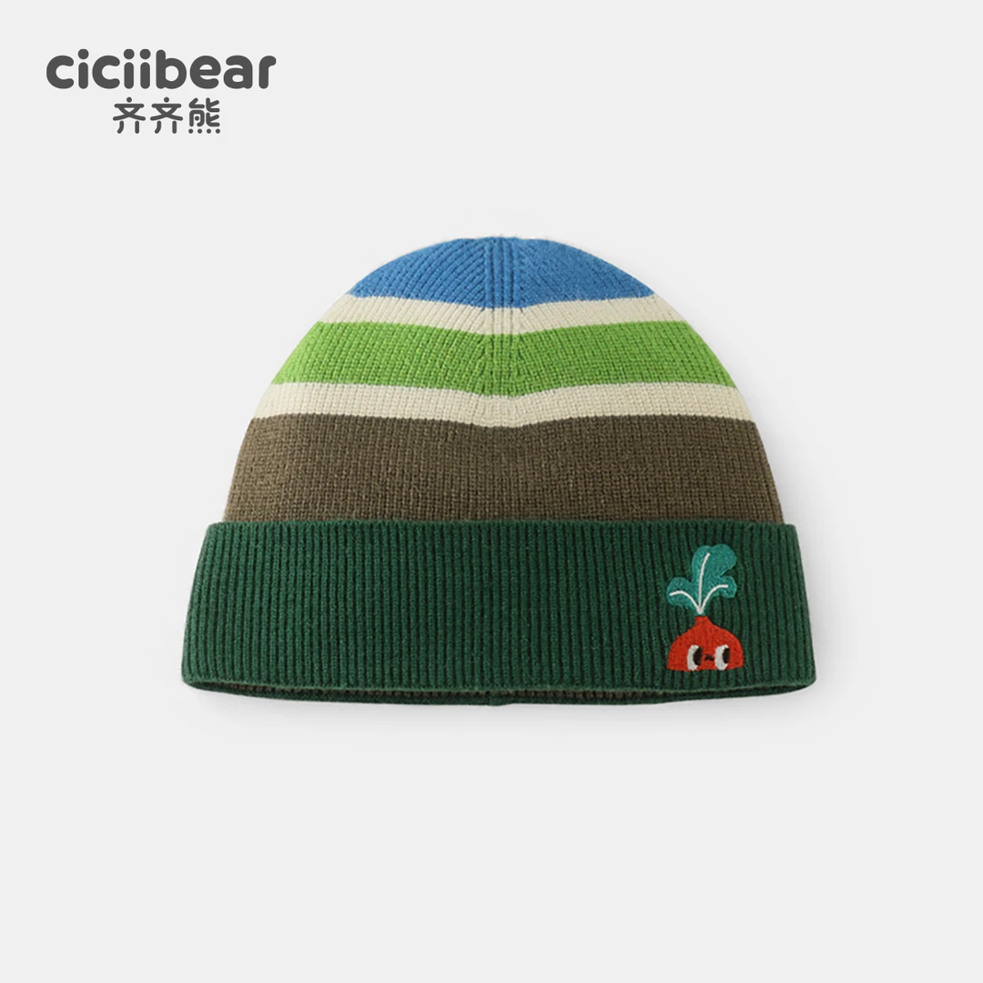 CICIIBEAR/齐齐熊男女童针织条纹帽抗起球百搭毛线婴儿帽Q101639