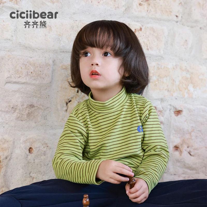CICIIBEAR/齐齐熊CI系列儿童条纹发热棉打底衫儿童T恤保暖Q101278