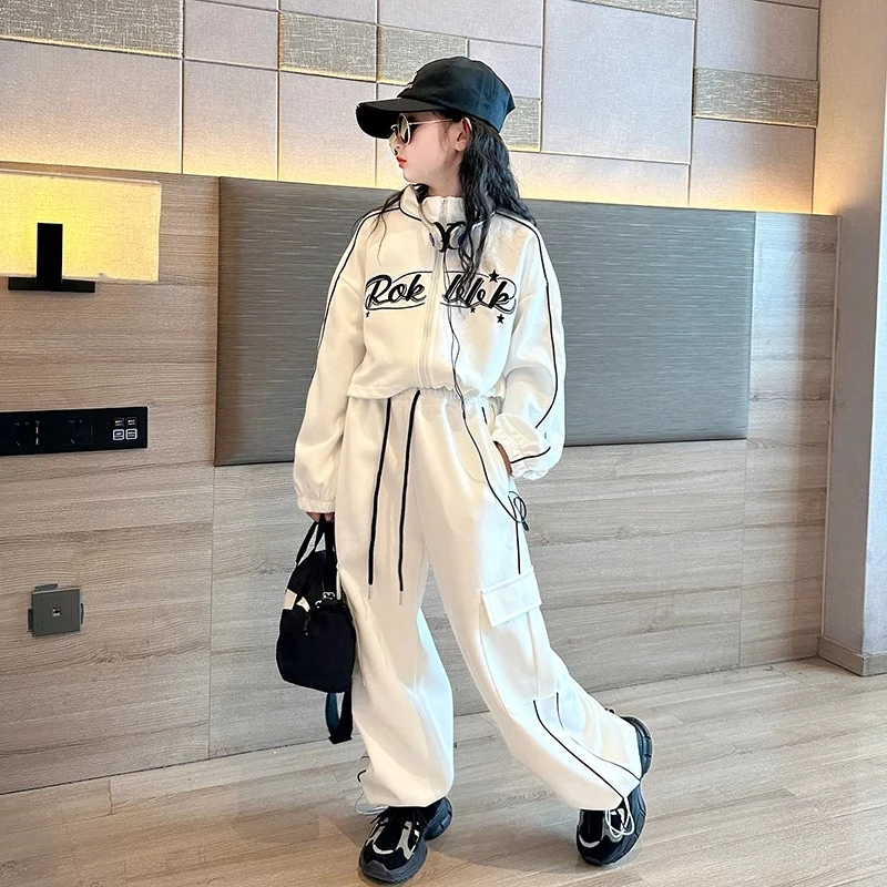 女童秋装2024新款套装时髦洋气儿童早秋潮酷穿搭女大童街舞运动服