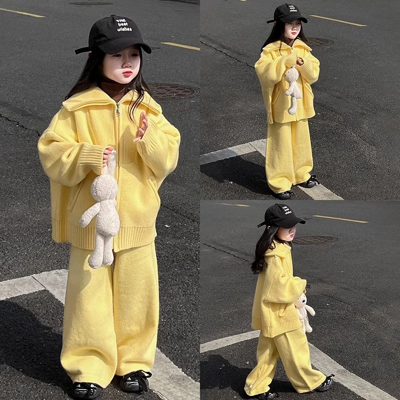 女童毛衣秋冬套装2024新款洋气女孩秋季衣服网红儿童秋装童装