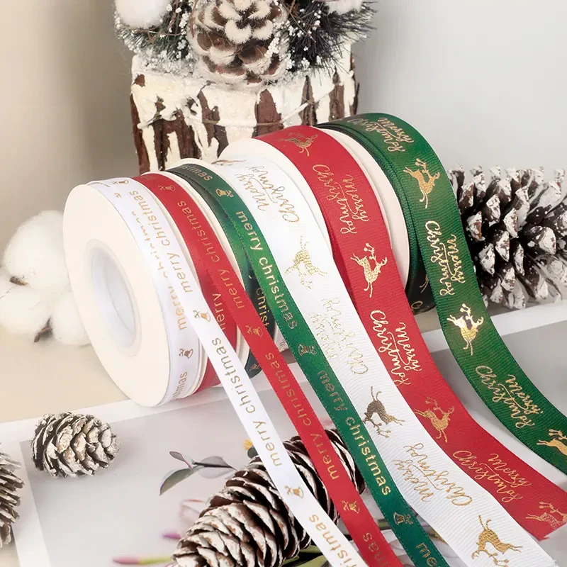 【花儿乐】新款圣诞烫金丝带花束礼物盒子装饰花店包装材料diy材料