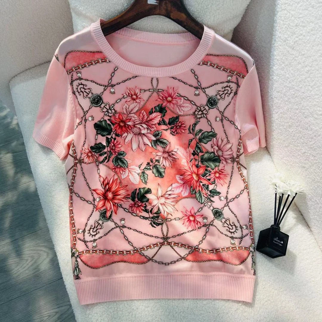 【2024夏季新款】SS24022重磅真丝桑蚕丝时尚休闲半袖宽松百搭夏装