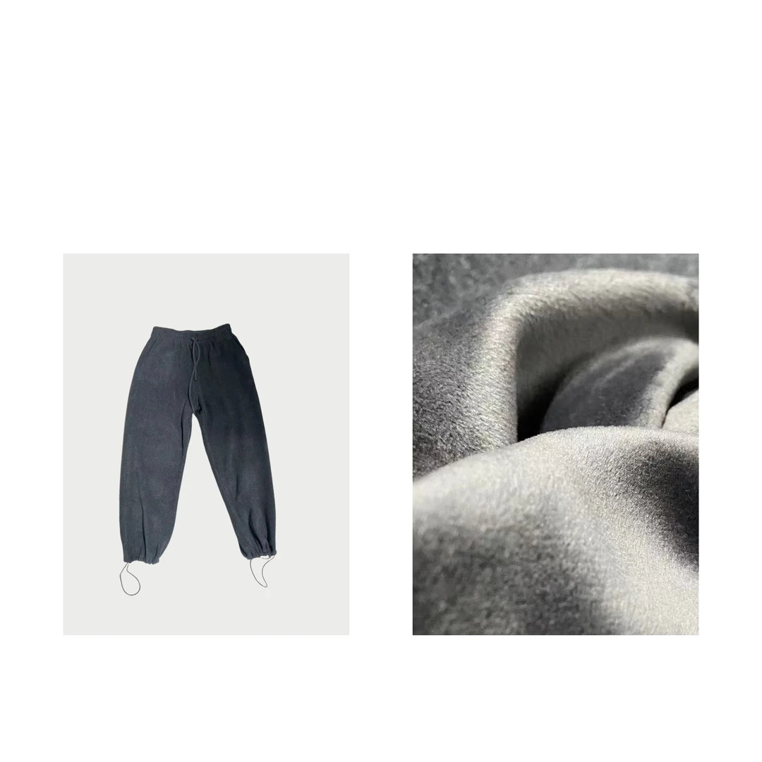 MAINRAY-「糯叽叽」慵懒灰色加绒毛巾裤松紧腰显瘦高级感休闲束脚裤