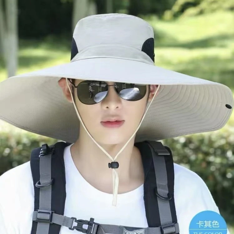 男士遮阳帽夏季旅游户外大帽檐防晒帽钓鱼太阳帽透气盆帽渔夫帽