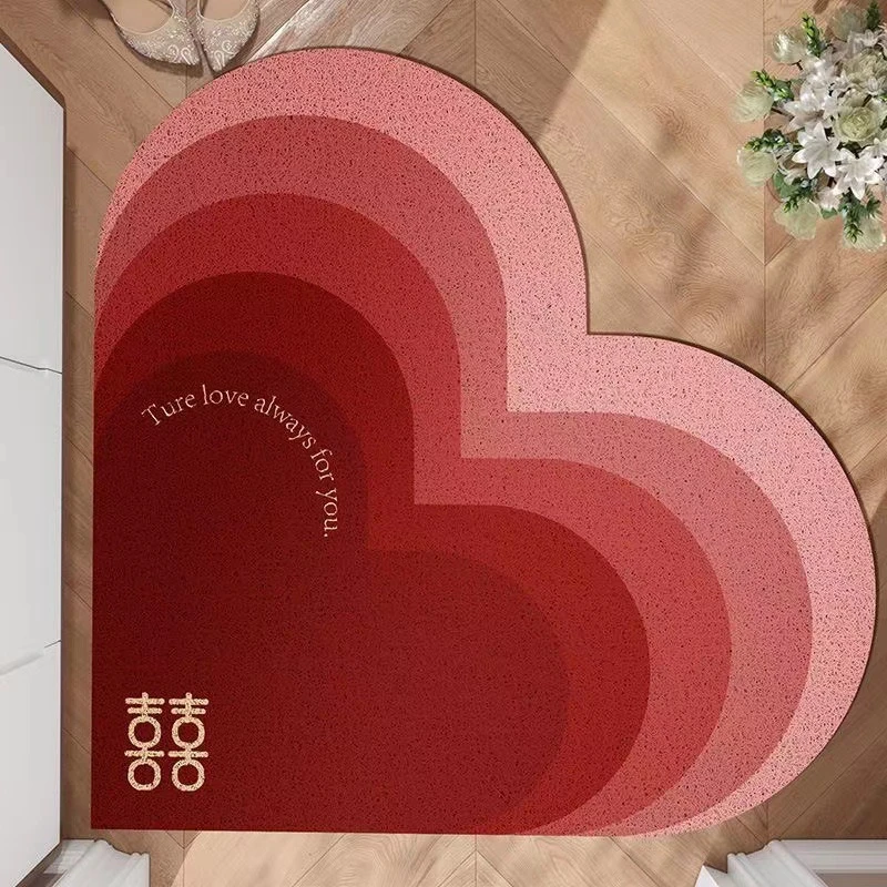 喜字爱心家用入户门地垫婚礼喜庆大门口除尘脚垫刮泥蹭土丝圈地垫