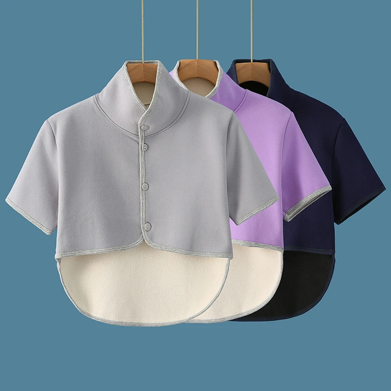 男女士德绒护肩膀坎肩秋冬保暖坐月子睡觉中老人肩周披肩保暖披肩