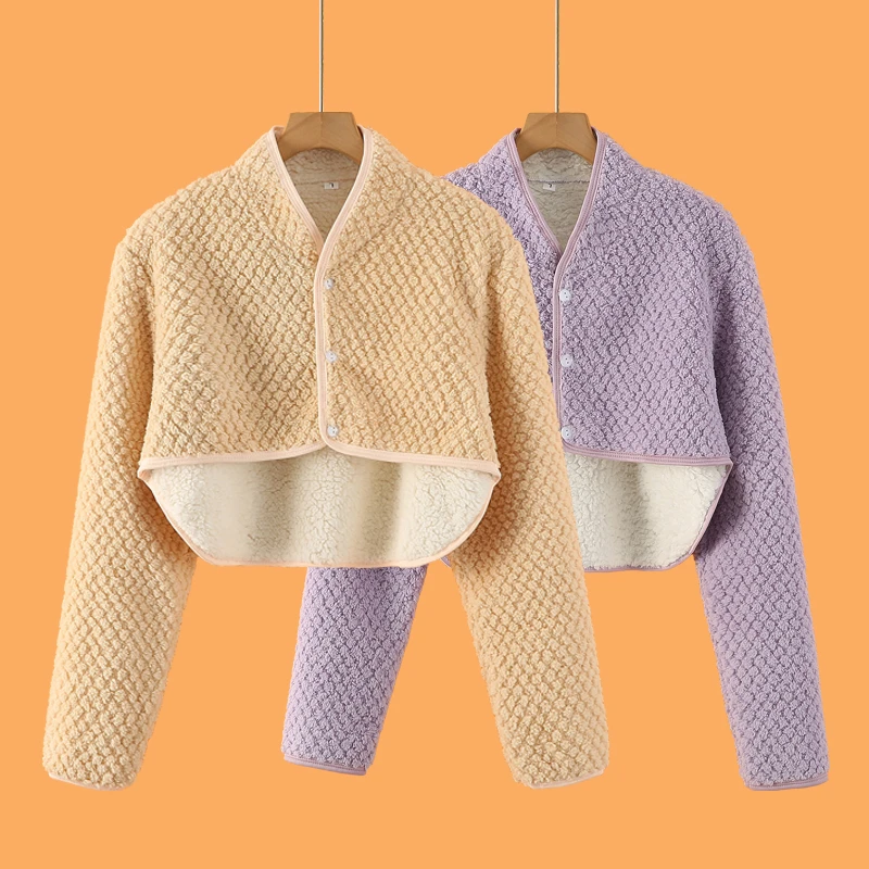 菠萝绒护肩颈椎坎肩中老年睡觉防寒保暖神器护背女月子小披肩加厚