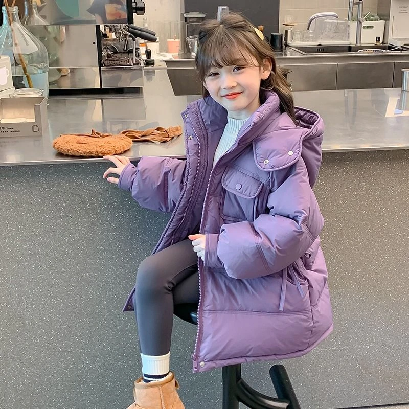 军大衣中大童冬装棉服2024新款洋气小女孩秋冬棉衣外套宝宝儿童