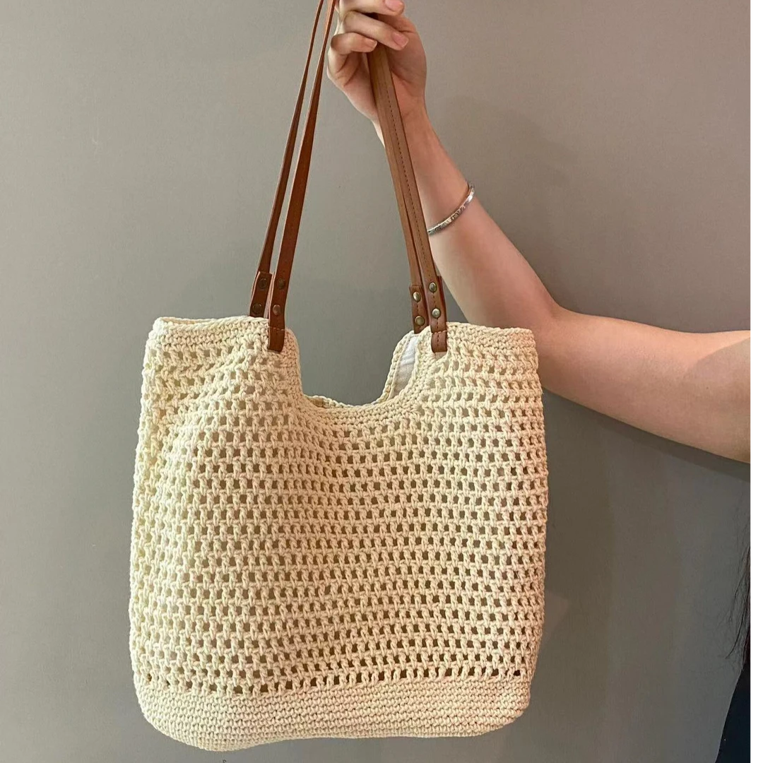 日韩版夏季手工编织大容量包包外出旅游轻便草编包海边托特包女包