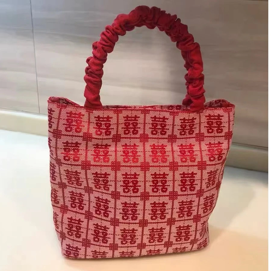 2025新款伴手礼囍字菜篮子婚包新中式国风喜庆新娘伴娘手拎托特包