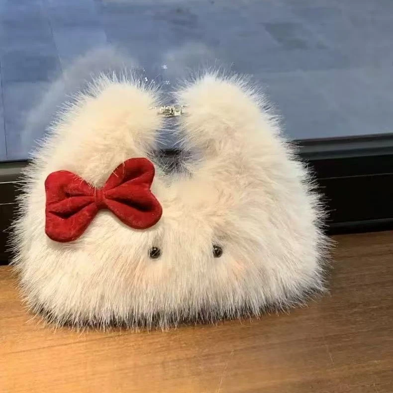 秋冬毛绒包包2025新款可爱小猫包毛茸茸手提单肩斜挎包通勤毛毛包