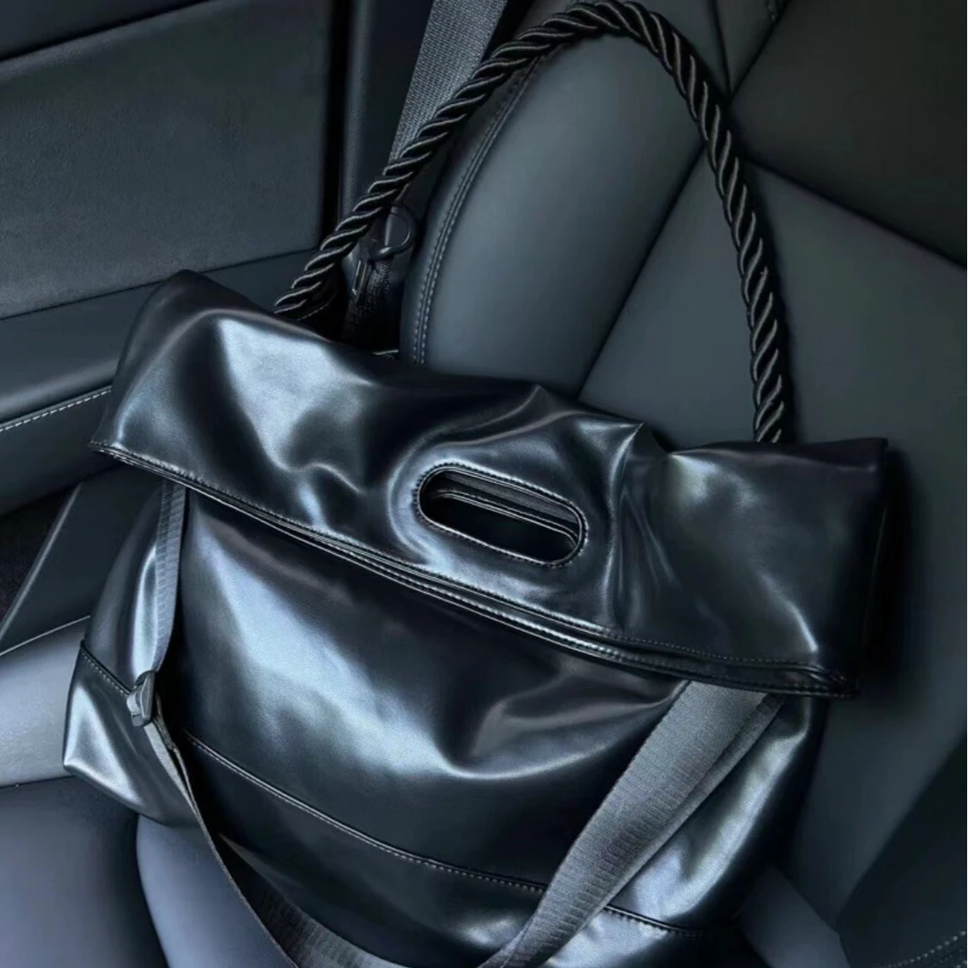 棕色软皮大容量托特包女2025新款通勤简约大包学生上课单肩斜挎包