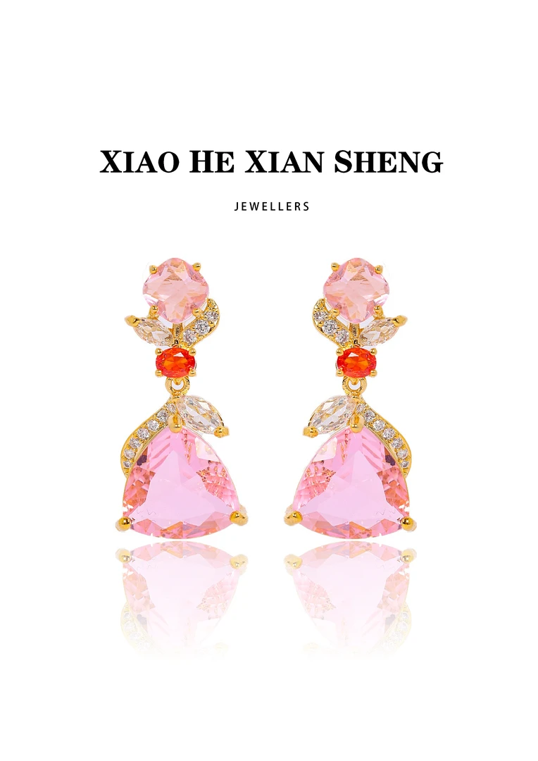 铜合金合成锆石耳饰 N2264-外货微镶高级耳环