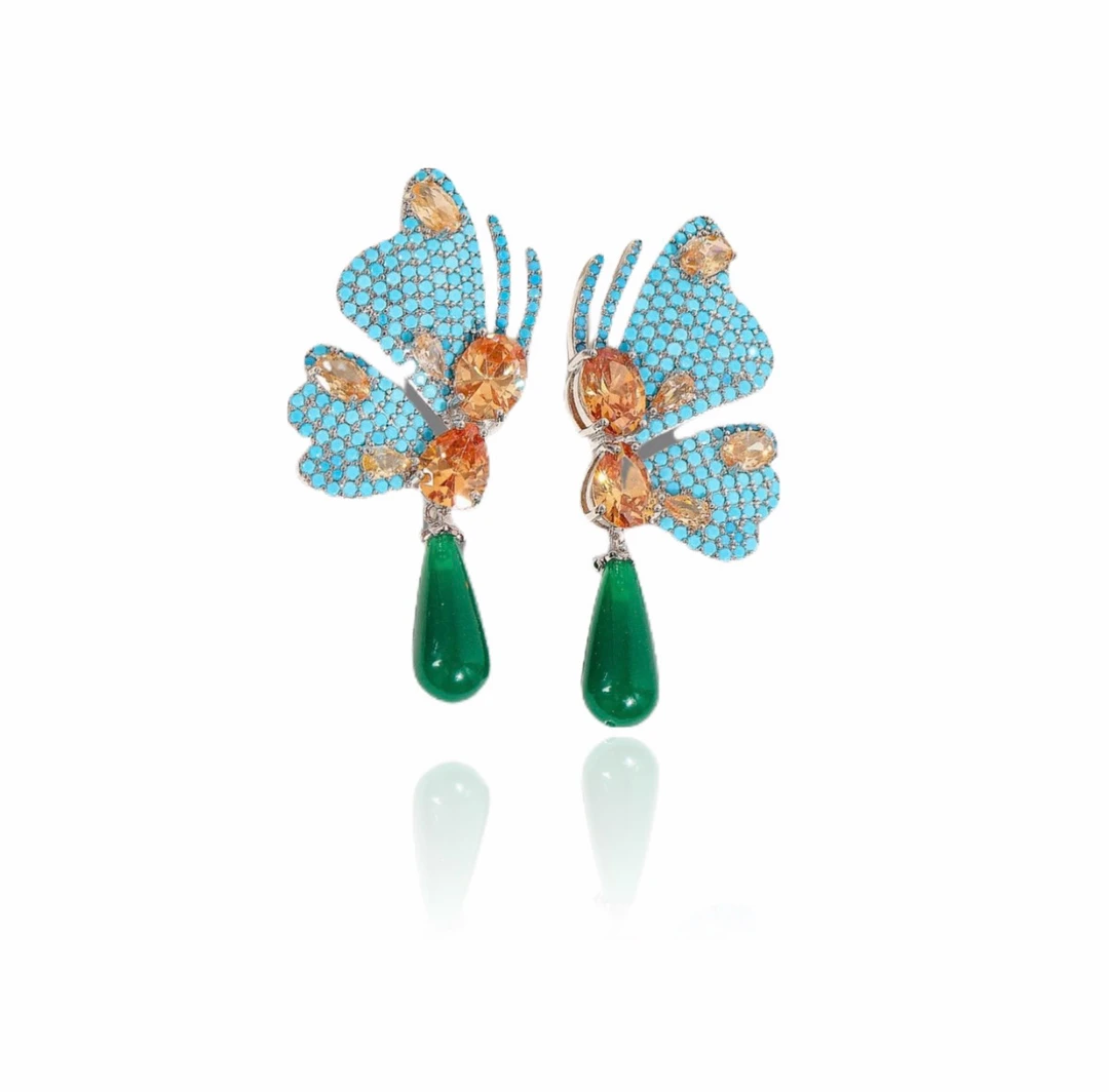 铜合金合成锆石耳饰 k5182-外贸轻奢耳环