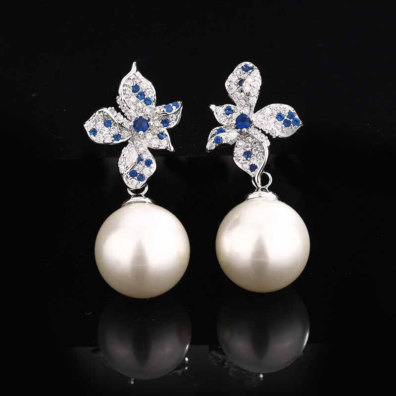 铜合金合成锆石耳饰 2369-外货微镶高级耳环