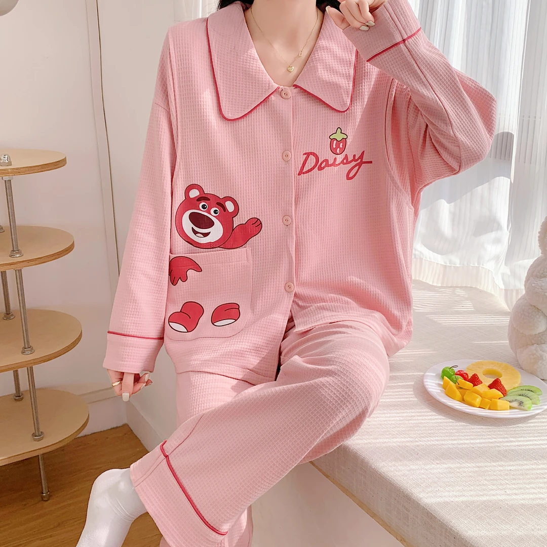 【华夫格棉】孕妇睡衣长袖哺乳春秋款月子服夏季产后产妇喂奶套装