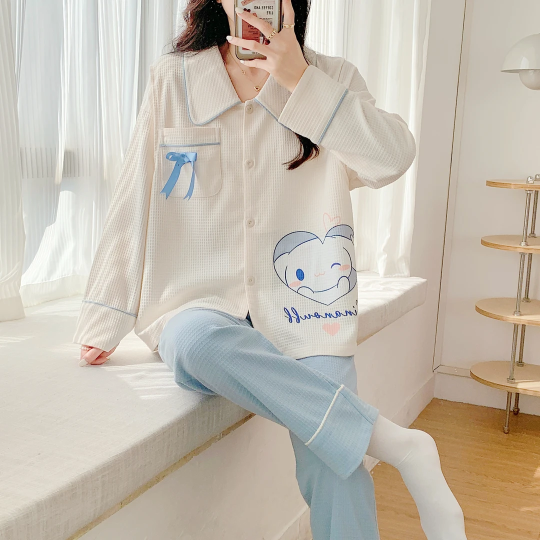 【华夫格棉】月子服春秋款甜美产后喂奶哺乳孕妇睡衣怀孕期家居服
