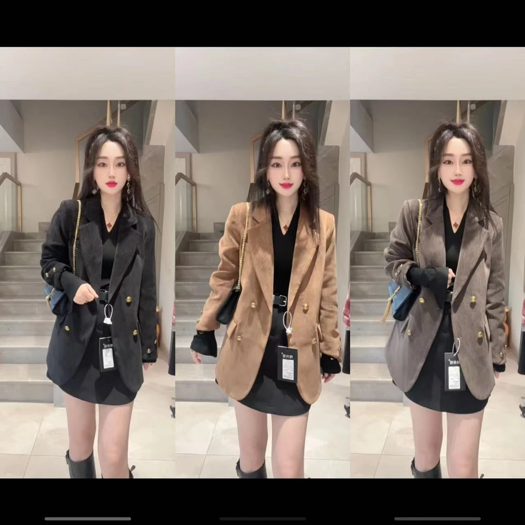 雪尼尔西装外套2024秋冬新款气质时尚女装宽松高级感美拉德西服