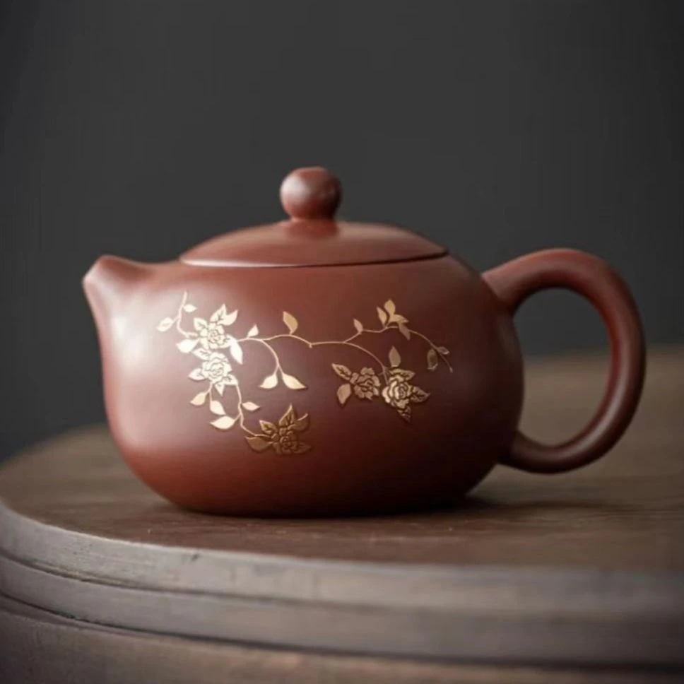 牡丹凤鸣西施描金紫砂功夫茶具泡茶壶(天容堂) 礼盒装 ZH00249