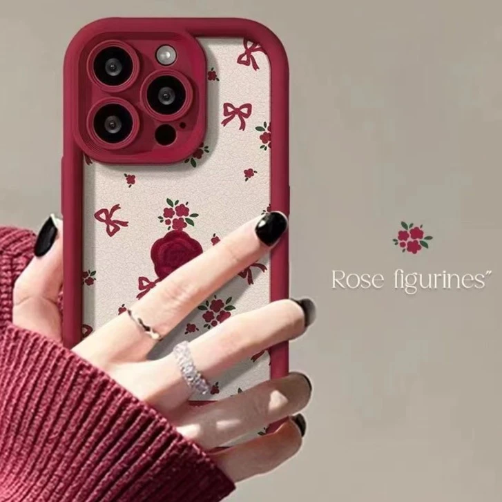 玫瑰蝴蝶结苹果15promax手机壳全包iPhone14软壳13小众12防摔14P