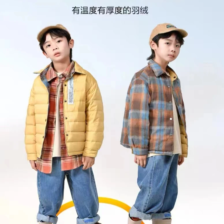 巴拉童年儿童轻薄羽绒服两面穿男女童冬季新款洋气保暖中大童外套