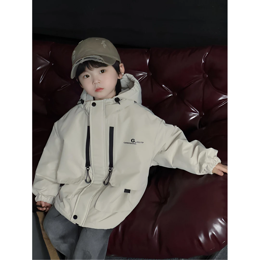 反季男童连帽冲锋衣儿童中小童宝宝韩版时尚帅气休闲冲锋衣外套