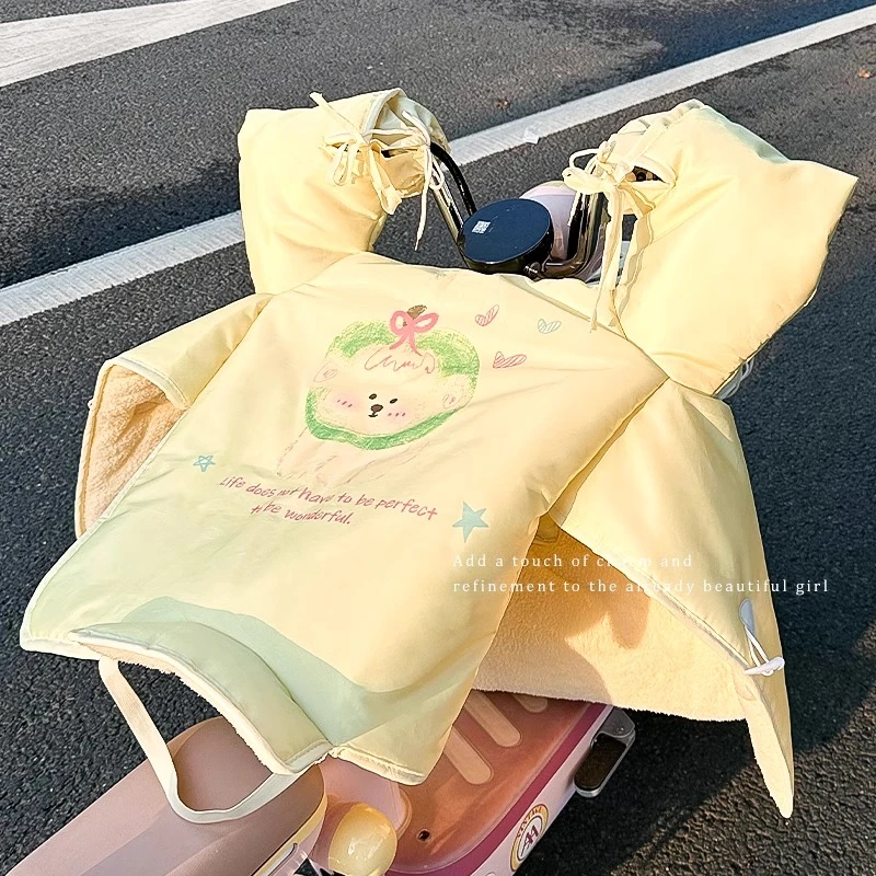 可爱电动车挡风被冬季加绒加厚2025新款电瓶车保暖防风罩四季通用