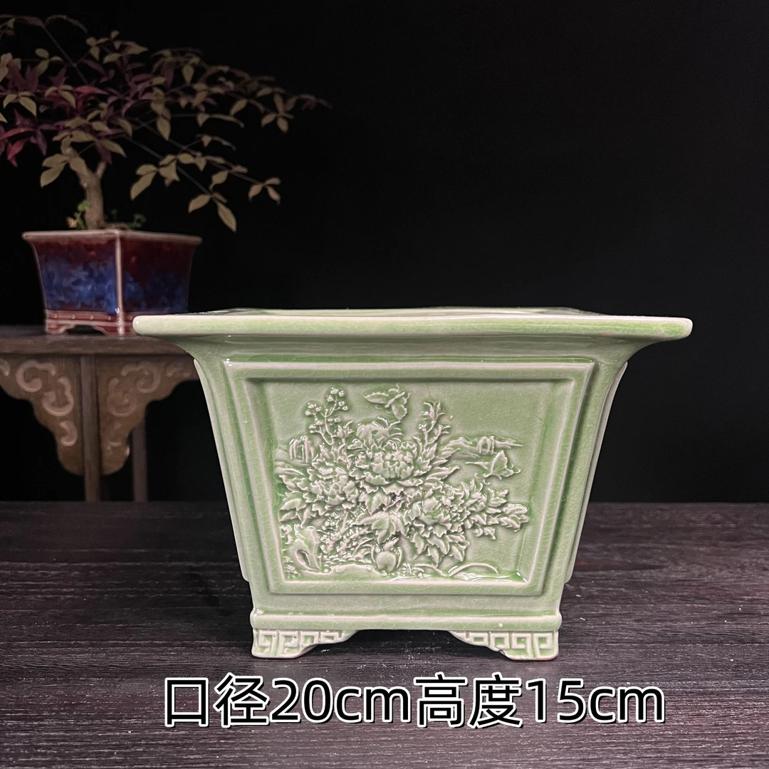 四方形造景花盆陶瓷中式绿植黄杨竹子金弹子三角梅专用盆景盆