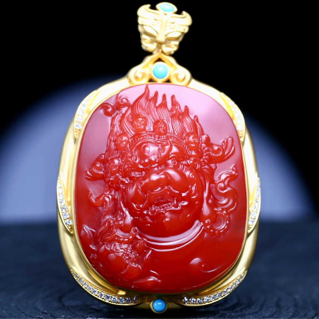 保山天然原矿南红杨柳大黑洞大黑天