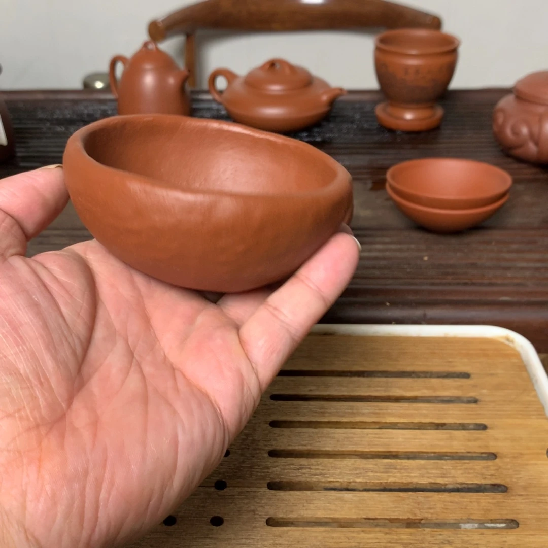 紫砂茶壶岁**声原矿赵庄朱泥手捏杯