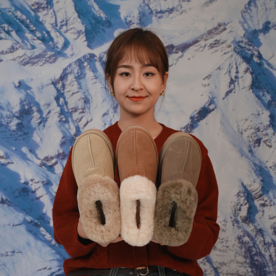 【厚底塔次特】桑坡SuSu冬季皮毛一体低帮一脚蹬浅口防滑短筒雪地靴