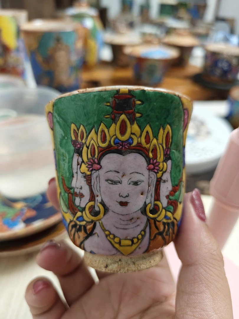 手工手绘大日如来茶杯八八折福利