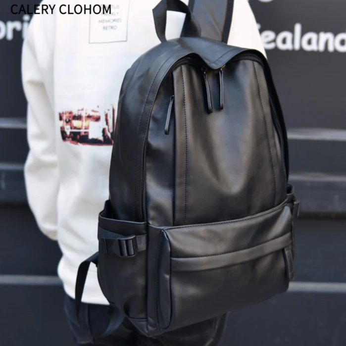 2025新款时尚双肩包男真皮潮流背包学生书包休闲百