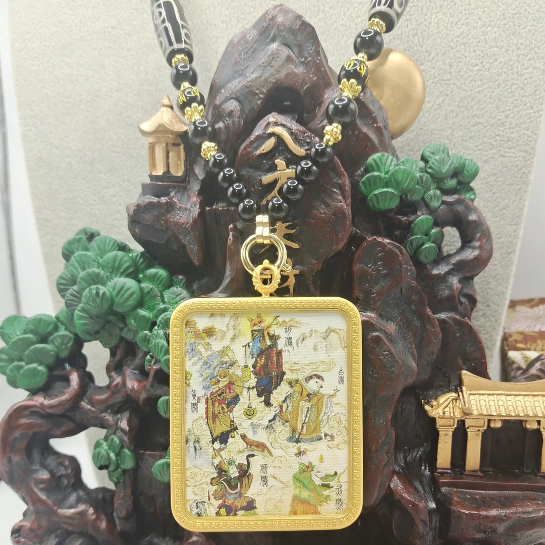新款唐卡东北五大地仙纯手工描金吊坠可定制项链随身挂件
