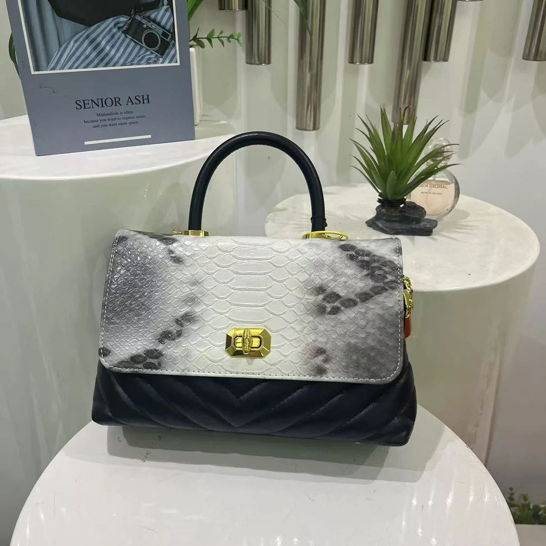 气质手提蛇纹洋气时尚斜挎女包