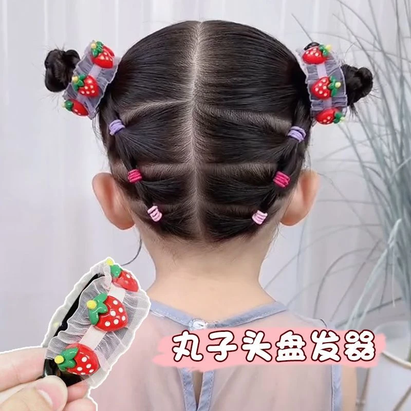 女童升级版甜美裙边丝带马尾夹快速丸子头发扣儿童新大小号盘发扣