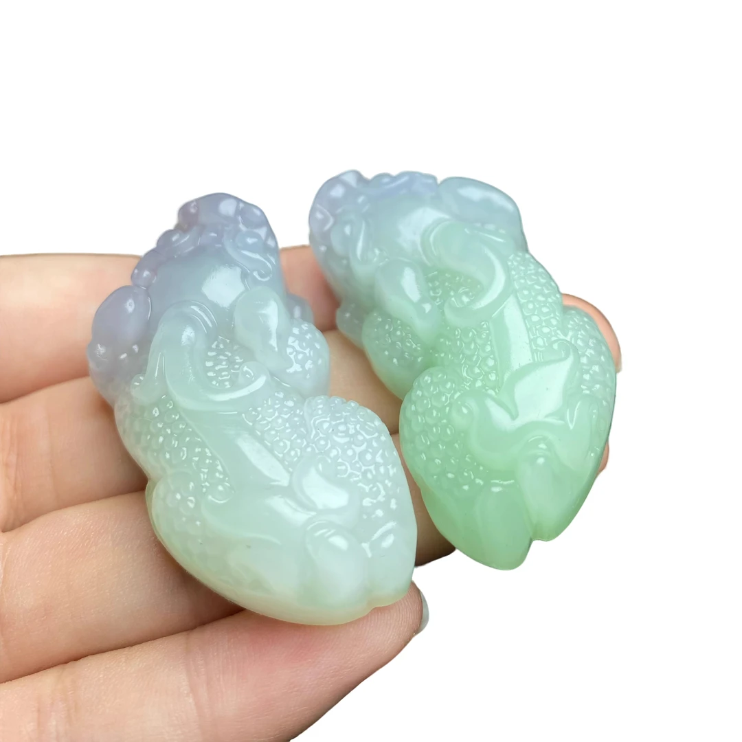 翠青色貔貅吊坠琉璃貔貅挂件三色烟紫琉璃男女款项链百搭时尚个性