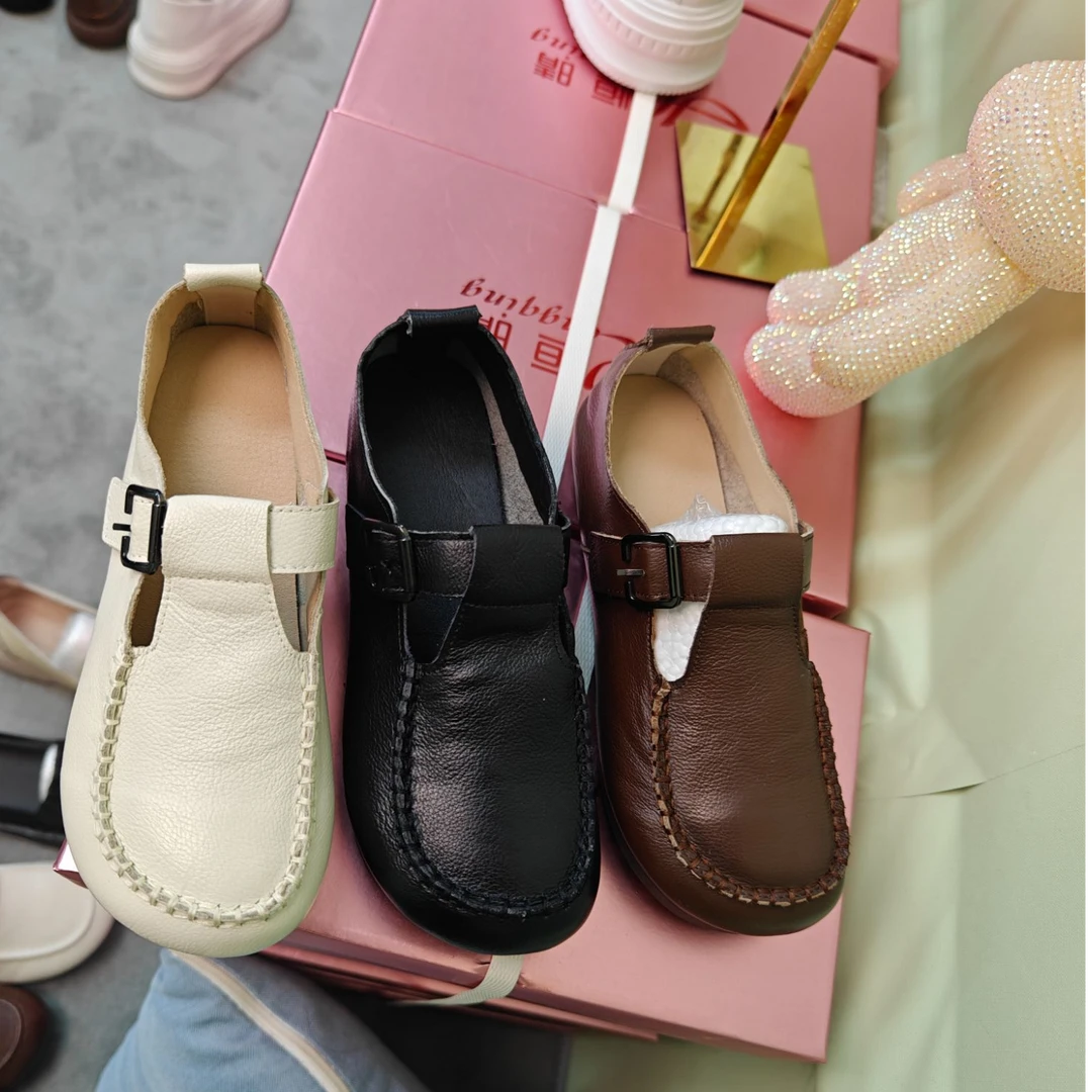 2024秋季新款头层牛皮妈妈鞋