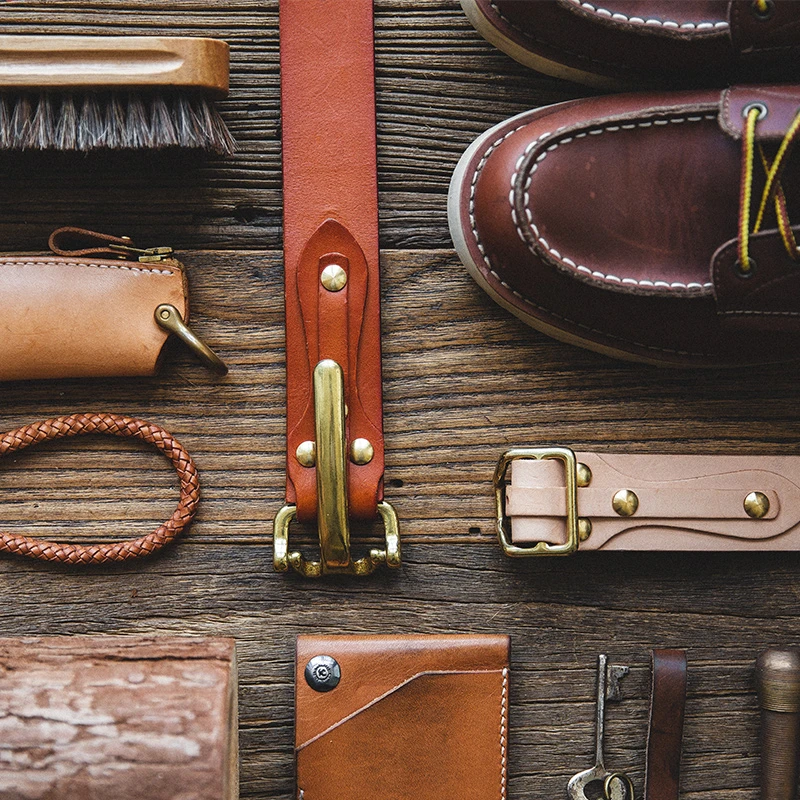 马登vintage利特尔顿骑兵腰带头层牛皮黄铜扣复古真皮皮带男