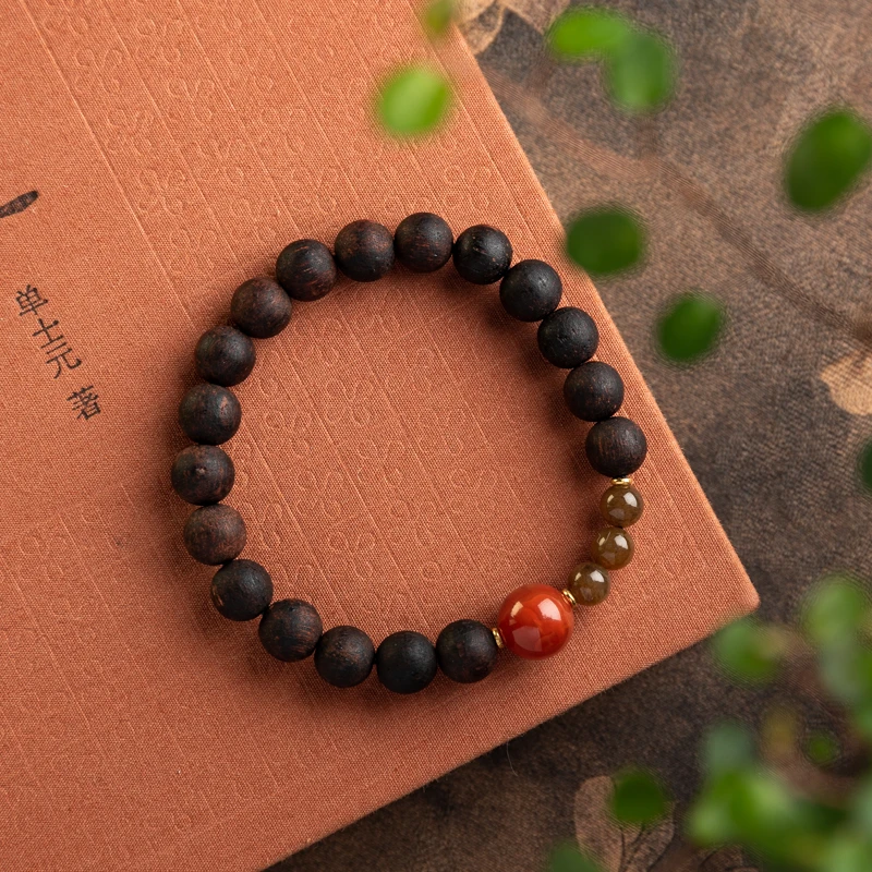 降真8mm南红圆珠单圈手串