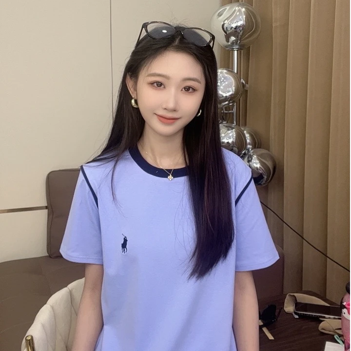 诗诗SOYFSD-2024年新款时尚T恤短袖百搭夏季宽松圆领拼色F920