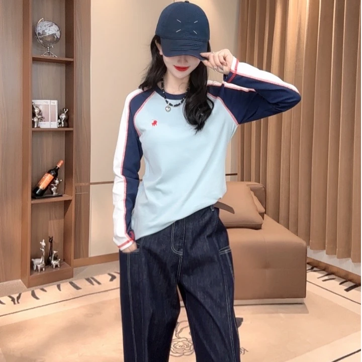 羽儿SOYFSD-2024年新款时尚圆领拼接秋季套头休闲百搭显瘦F945