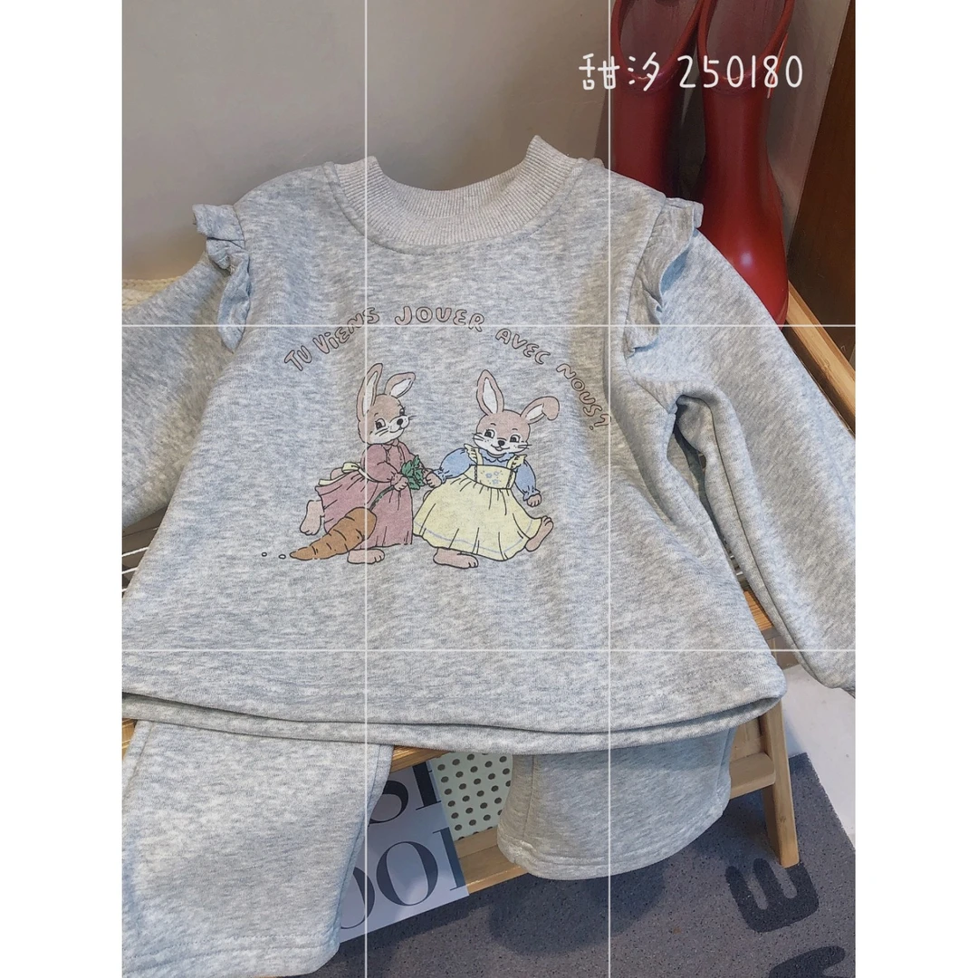 甜汐~两只小兔卫衣两件套250180