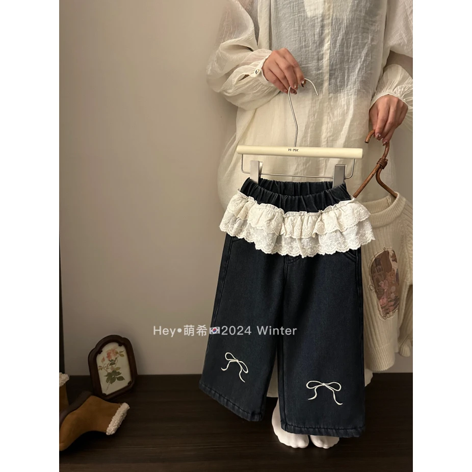 萌希·冬~蕾丝屁帘牛仔裤k595（汉服牛仔裤）
